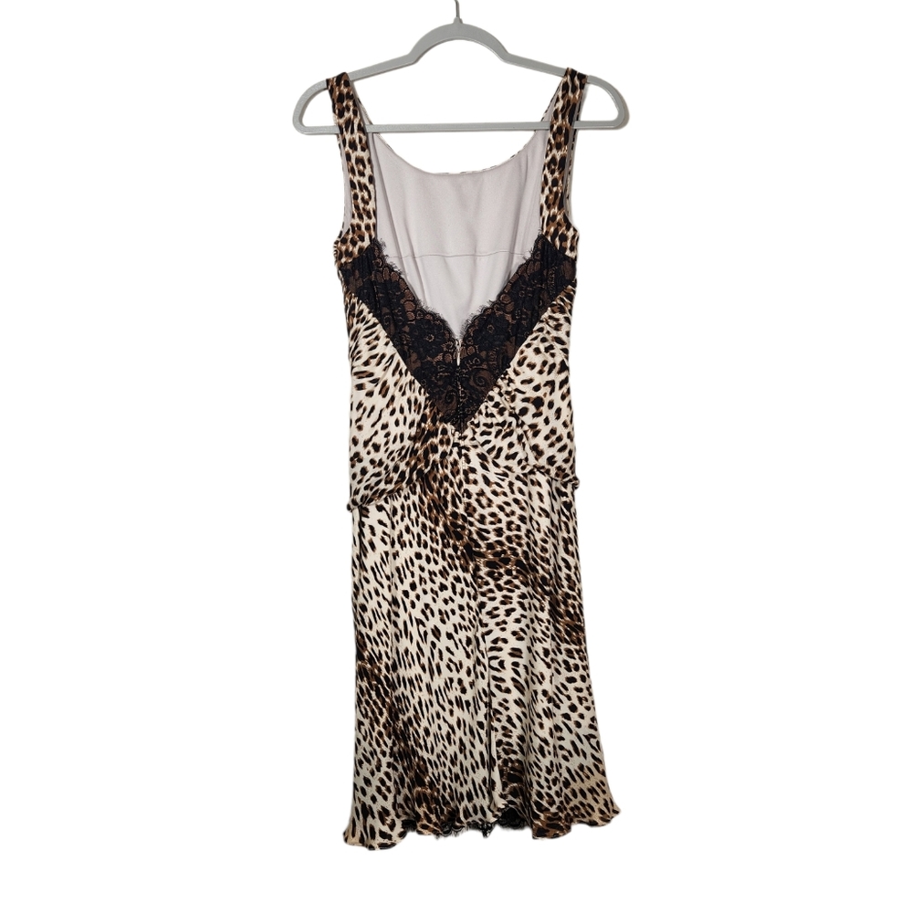 Vintage Tadashi Shoji Leopard Lace Low Back Silk Dress